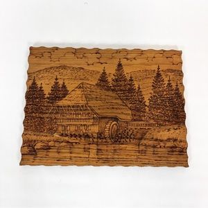 Vintage Wood Burning Pyrography Art Wall Hanging Austria Bacharach